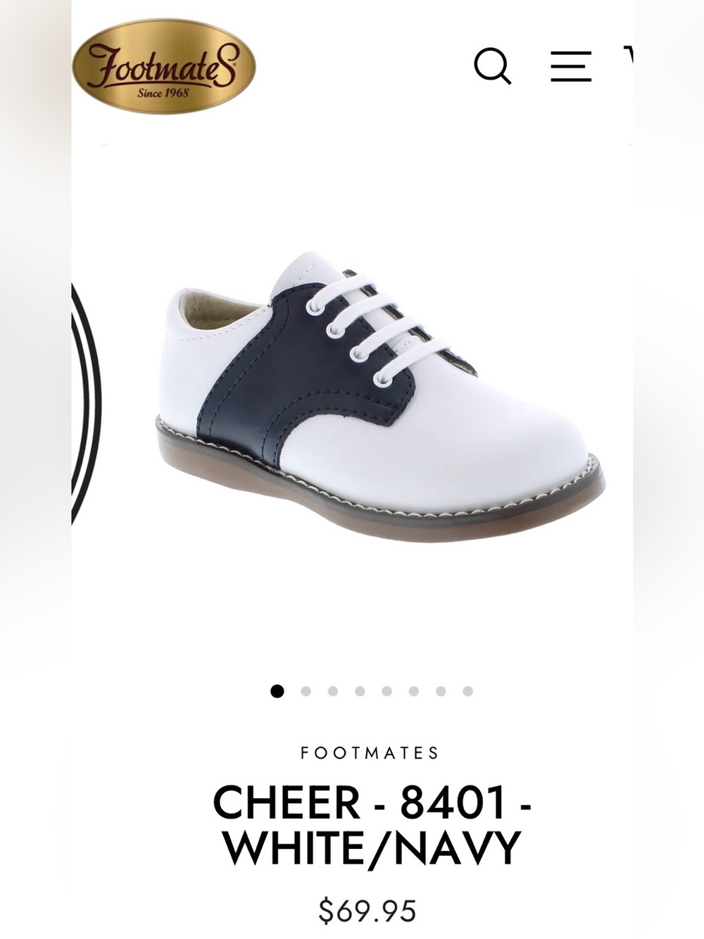 Footmates Cheer White/Navy Shoe